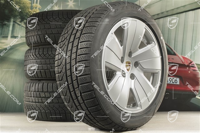 19" Taycan S Winterräder Satz, Felgen 8J x 19 ET50 + 10J x 19 ET47 + NEUE Pirelli Winterreifen 225/55 R19 + 275/45 R19