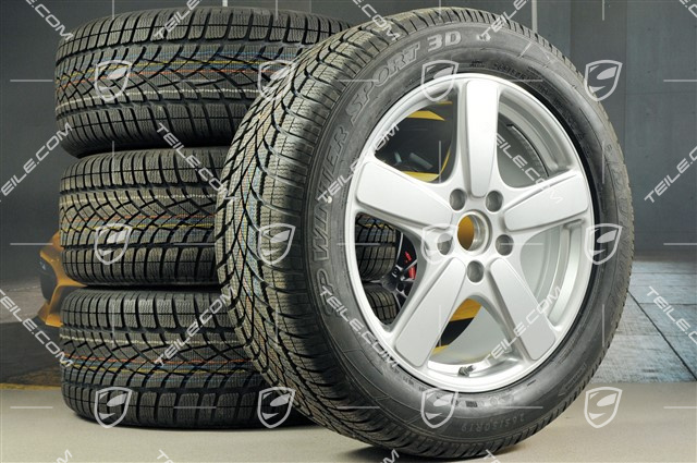 19" koła zimowe, komplet Cayenne Sport Classic, felgi 8,5J x 19 ET59 + opony zimowe Dunlop 265/50 R19, GT-Silber metalik, z czujnikami ciśnienia