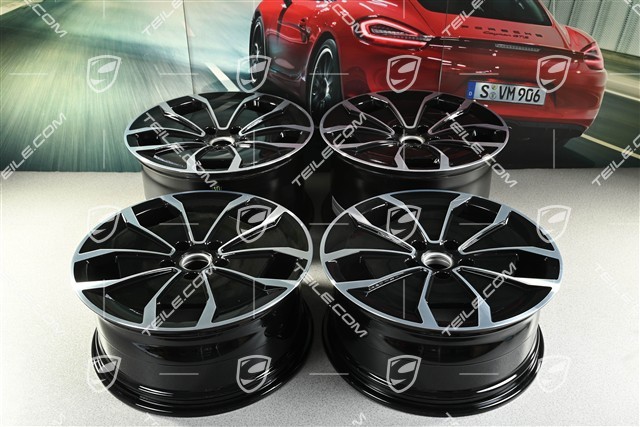 20-inch Turbo Aero Design wheel rim set, 9J x 20 ET54 + 11J x 20 ET60, black high gloss + glossy Surface