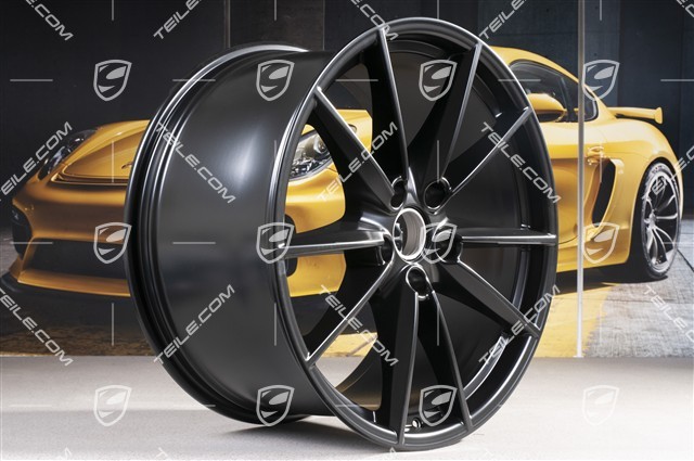 20+21-inch wheel rim set Carrera S, rims: front 8,5Jx20 ET53+ rear 11J x 21 ET66 in black satin-mat