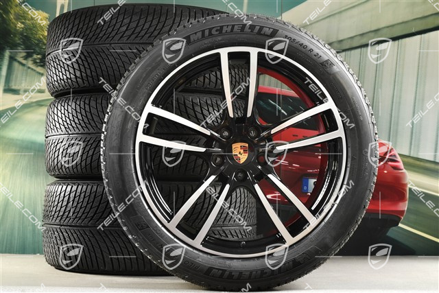 21-inch Cayenne COUPÉ Turbo Design winter wheel set, rims 9,5J x 21 ET46 + 11,0J x 21 ET49 + Michelin winter tyres 285/45 R21 + 305/40 R21, with TPMS, black high gloss