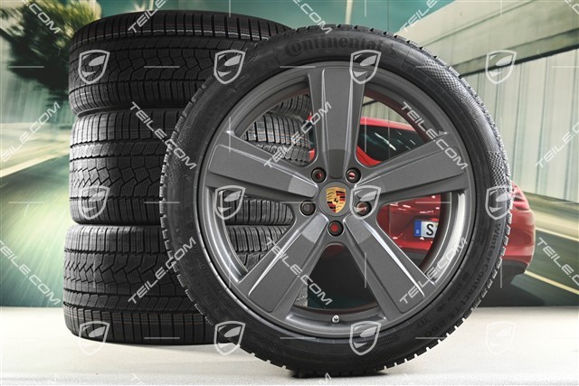 22" Winterräder Cayenne Exclusive Design Sport, Felgen 10J x 22 ET48 +11,5J x 22 ET52 + Continental Winterreifen 285/40 R22 + 315/35 R22, Vesuvgrau