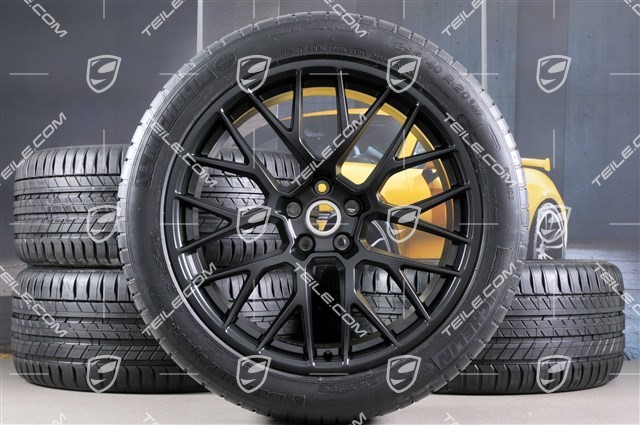 20" "RS Spyder Design" czarny półmat, koła letnie komplet, felgi 9J x 20 ET26 + 10J x 20 ET19 + NOWE opony letnie Michelin 265/45 R 20 + 295/40 R 20, z czujnikami ciśnienia RDK