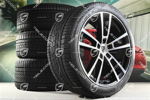 22" Koła zimowe, komplet, Sport Design, felgi 10J x 22 ET48 +11,5J x 22 ET52 + opony zimowe Continental 285/40 R22 + 315/35 R22, czarny wysoki połysk