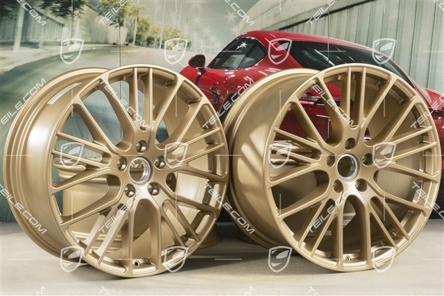 21" Felgensatz Panamera Exclusive Design Sport, 9,5J x 21 ET71 + 11,5J x 21 ET69, Aurum Seidenmatt