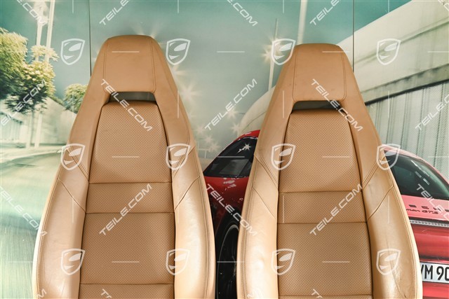 Seats, electrically adjustable, leatherette, beige, set  (L+R)