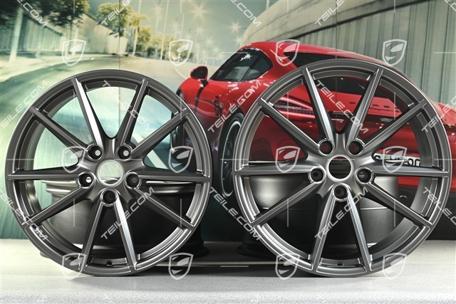 20"+21" wheel rim set Carrera S, 8,5J x 20 ET53 + 11J x 21 ET66, platinum satin matt