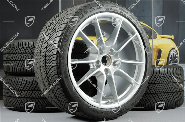 20" Komplet kół zimowych Carrera S (III), 8,5J x 20 ET51 + 11J x 20 ET70 + NOWE opony zimowe Michelin 245/35 ZR20 + 295/30 ZR20, z czujnikami ciśnienia RDK