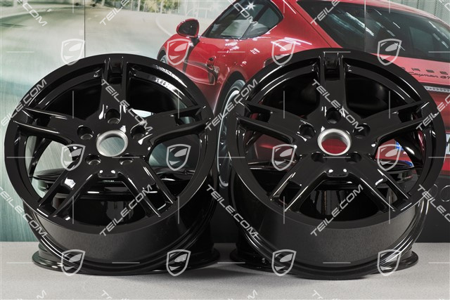 18" Boxster S Felgensatz, 8J x 18 x ET57 + 9J x 18 x ET43, schwarz hochglanz