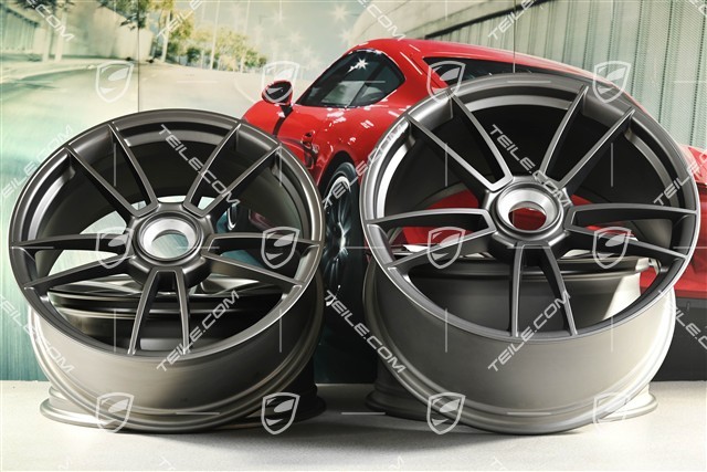 20+21" Felgensatz Turbo S, Felgen: vorne 8,5J x 20 ET40 + hinten 11J x 21 ET66, Platinum Seidenmatt