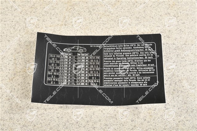 Klebeschild / Hinweiss / Kennschild für Reifendruck