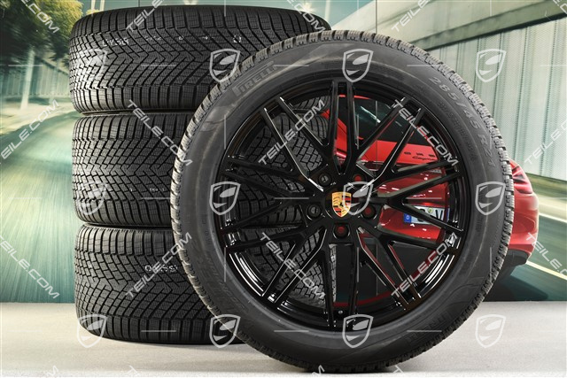 21" RS Spyder Design Winterräder Satz, Felgen 9,5J x 21 ET46 + 11,0J x 21 ET58 + Pirelli Winterreifen 285/45 R21 + 305/40 R21, mit RDK-Sensoren, schwarz hochglanz