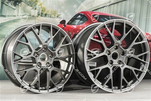 20+21-inch wheel rim set RS Spyder, rims: front 8,5J x 20 ET50 + rear 11,J x 21 ET67, platinum satin matt