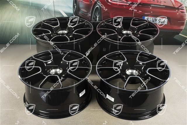 20"+21" Turbo S Exclusive Design Felgensatz, 9,5J x 20 ET44 + 12J x 21 ET70, Schwarz Hochglanz