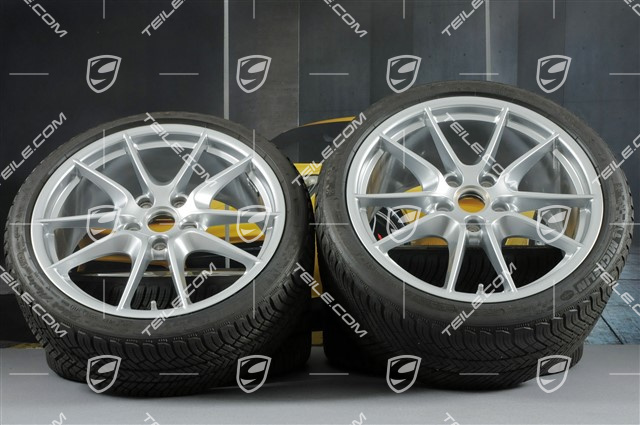 20" Komplet kół zimowych Carrera S (III), 8,5J x 20 ET51 + 11J x 20 ET70 + NOWE opony zimowe Michelin 245/35 ZR20 + 295/30 ZR20, z czujnikami ciśnienia RDK