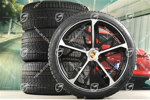 21" Cross Turismo Design Winterräder Satz, Felgen 9,5J x 21 ET60 + 11,5J x 21 ET66 + NEUE Continental Winterreifen 265/35 R21 + 305/30 R21, schwarz hochglanz