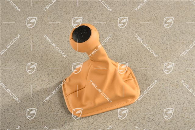 Shift lever / gear shift knob with leather gaiter / sleeve, Cashmere Beige