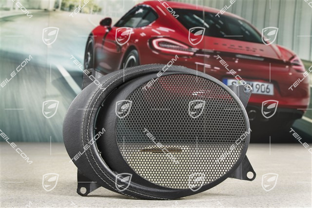 Kratka osłaniająca głośnik w tapicerce drzwi, skórzana, czarna, Bose, L=R