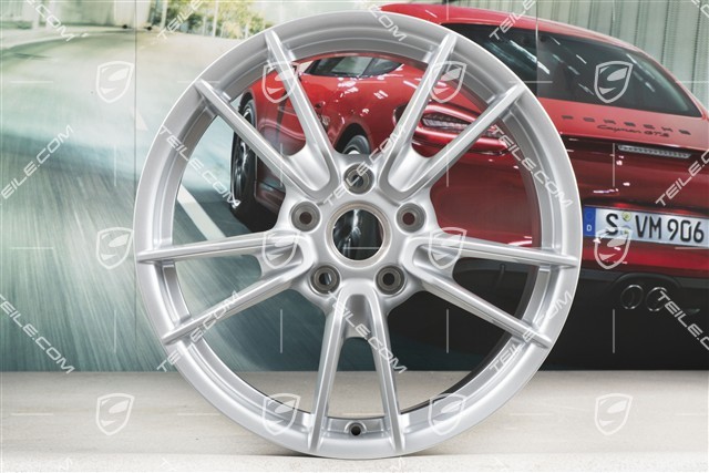 19+20" Carrera wheel rim set, wheels: front 8.5J x 19 ET52 + rear 11J x 20 ET66, in Brilliant Silver