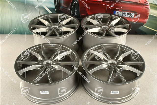 20" Felgensatz Carrera S IV, 8,5J x 20 ET49 + 11J x 20 ET56, für Winterbetrieb, C4/C4S/GTS, Platinum-Seidenmatt