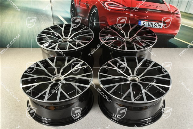 20-inch Turbo S Aero Design wheel rim set, 9J x 20 ET54 + 11J x 20 ET60, black high gloss + glossy Surface