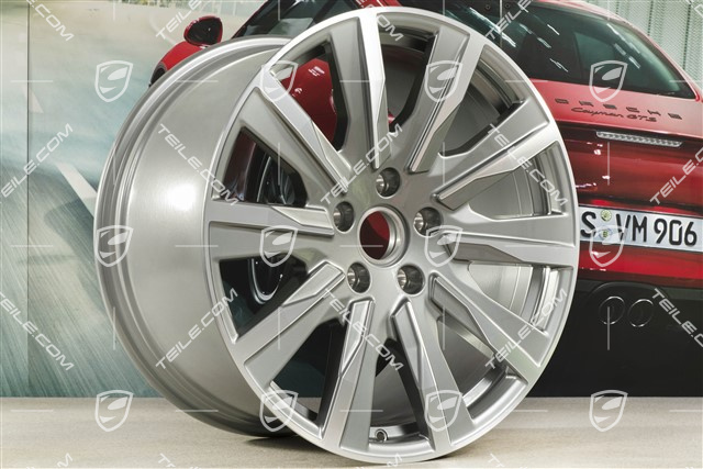 20-inch Taycan Tequipment Design wheel rim set, 9J x 20 ET54 + 11J x 20 ET60, platin silver