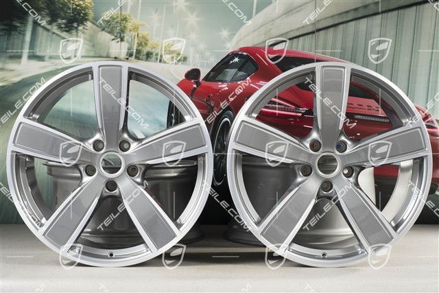 22-inch wheel rim set, Cayenne Sport Classic, 10J x 22 ET48 + 11,5J x 22 ET61, Platinum Silver
