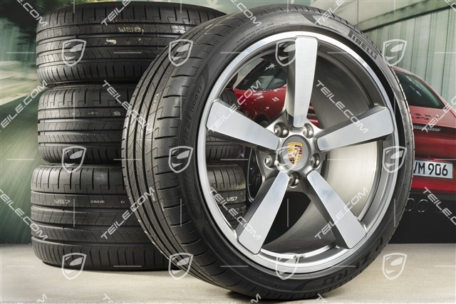 20+21-inch summer wheel set Carrera Exclusive Design, rims 8,5J x 20 ET53 + 11,5J x 21 ET67 + NEW Pirelli summer tyres 245/35 R20 + 305/30 R21, with TPM