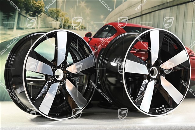 22" Macan Sport, komplet felg, 9J x 22 ET29 + 11J x 22 ET47, czarne z wysokim połyskiem