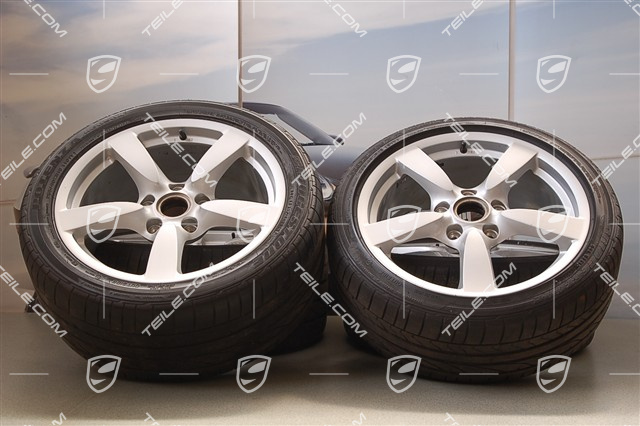 18-inch Cayman S summer wheel set, wheels 8J x 18 ET57 + 9J x 18 ET43 + tyres 235/40 ZR18 + 265/40 ZR18