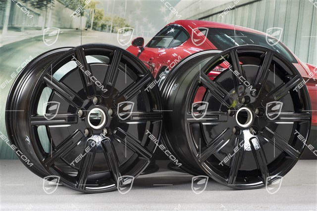 20" komplet felg Taycan Sport Aero, 9J x 20 ET54 + 11J x 20 ET60, czarny wysoki połysk