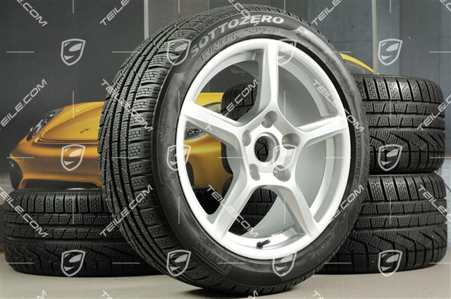 18" Boxster koła zimowe komplet, 8J x 18 ET57 + 9J x 18 ET47 + opony zimowe Pirelli Sottozero II 235/45 R18 + 265/45 R18, bez czujników ciśnienia RDK
