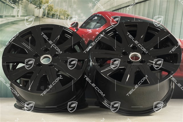 20" komplet felg Taycan Tequipment Design, 9J x 20 ET54 + 11J x 20 ET60, czarny wysoki połysk