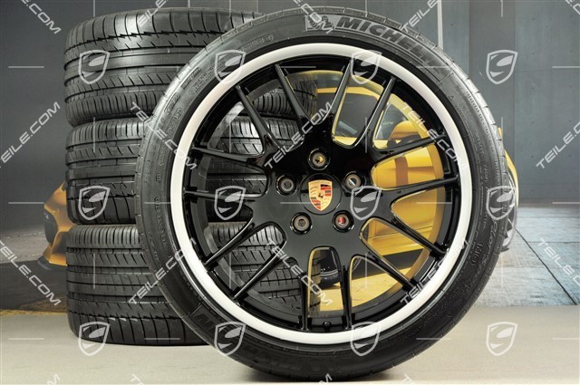20" Komplet kół letnich RS Spyder Design, felgi 9,5J x 20 ET65 + 11J x 20 ET 68 + NOWE opony letnie Michelin 255/40 ZR 20 + 295/35 ZR20, czarne