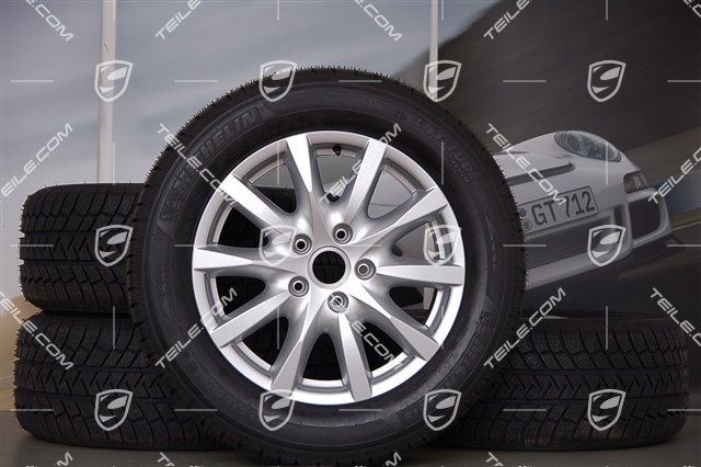 18" Cayenne Winterräder Satz, 4x Felgen 8 J x 18 ET 53 + 4x Winterreifen Michelin 255/55 R18 109V XL M+S, mit RDK-Sensoren