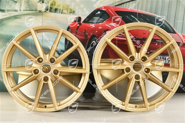 20+21-inch wheel rim set Carrera S, rims: front 8,5J x 20 ET53 + rear 11,5J x 21 ET67, aurum satin matt