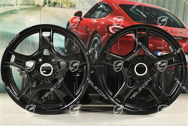 19" Komplet felg Carrera S, 8J x 19 ET57 + 11J x 19 ET51, czarny wysoki połysk