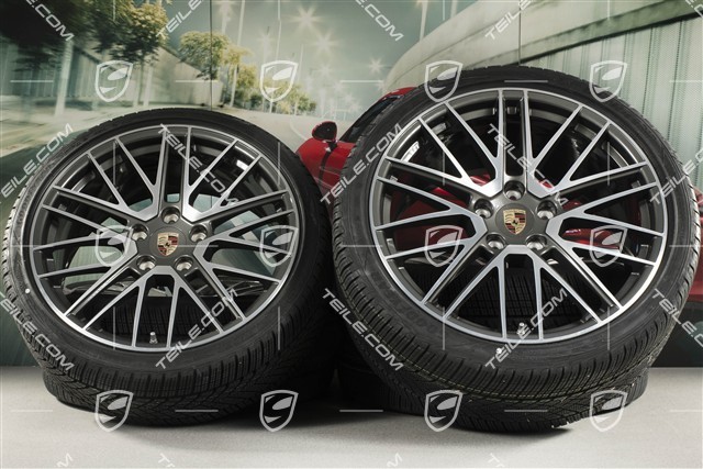 20"+21" Turbo V Winterräder Satz, Felgen 8,5J x 20 ET40 + 11J x 21 ET66 + Goodyear Winterreifen 245/35 R20 + 305/30 R21, DOT/Bj. 2020