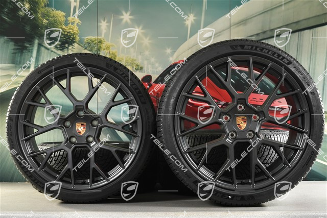 20"+21" RS Spyder Design winter wheel set, wheel rims 8,5J x 20 ET50 + 11J x 21 ET82 + NEW Michelin winter tyres 245/35 R20 + 305/30 R21, with TPMS, Anthracite Grey