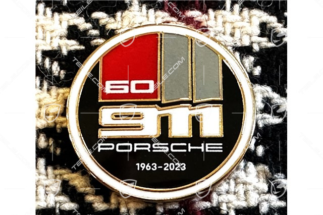 "60Y 911" Teczka na dokumenty samochodu, wzór pepita, z wytłoczonym herbem Porsche, jubileuszowa plakietka 60 lat 911