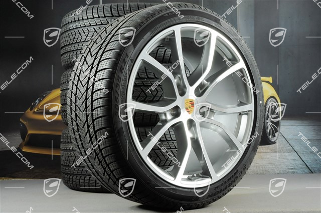 21" Cayenne Exclusive Design Winterräder Satz, Felgen 9,5J x 21 ET46 + 11,0J x 21 ET58 + NEUE Pirelli Winterreifen 275/40 R21 + 305/35 R21, mit RDK-Sensoren