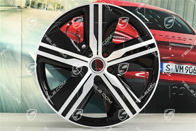 22-inch Macan Exclusive Design wheel rim set, 9J x 22 ET29 + 11J x 22 ET47, black high gloss