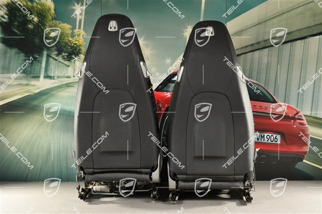 Seats, el. adjustable, 14-way, heating, lumbar, leather, black, set, L+R