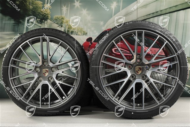 20"+21" Turbo V Winterräder Satz, Felgen 8,5J x 20 ET40 + 11J x 21 ET66 + Goodyear Winterreifen 245/35 R20 + 305/30 R21, DOT/Bj. 2020