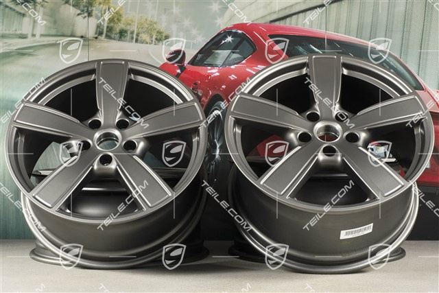 20" Felgensatz Cayenne Sport Classic Komfort, 9J x 20 ET50 + 10,5J x 20 ET64, Platinum Seidenmatt