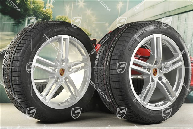 19" Panamera Koła zimowe, komplet, felgi 9J x 19 ET64 + 10,5J x 19 ET62 + NOWE opony zimowe Continental Winter Contact TS860 S 265/45 R19 + 295/40 R19, srebrne