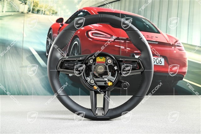 Multifunction steering wheel, sport chrono, heated, black leather/carbon/platinum