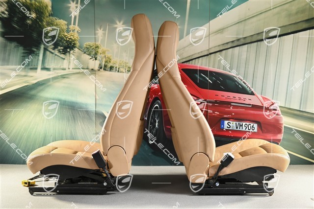 Seats, electrically adjustable, leatherette, beige, set  (L+R)