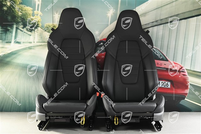 Fotele sportowe, regulowane elektrycznie, napis "Turbo S", podgrzewane, wentylacja, czarna skóra, zestaw, L+R