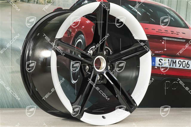21" Felge Mission E Design, 11,5J x 21 ET66, schwarz hochglanz/Carreraweiss metallic